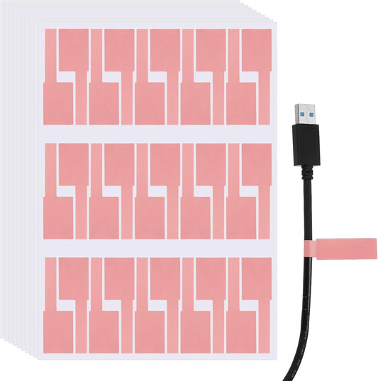 uxcell 300 Pcs Cable Labels, Waterproof Wire Cord Labels Tags, Cord Organizer Management Tags for Charger Cable Organizer Wire Markers Printer and Handwriting, Pink