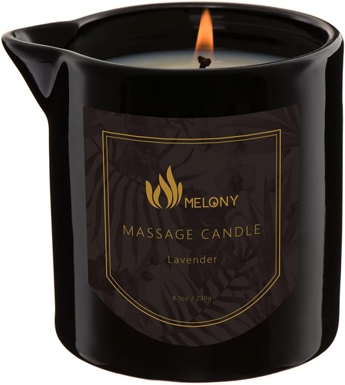 MELONY Massage Oil Candle for Pure Relaxation- 8.1 oz- Moisturizing Essential by MELONY