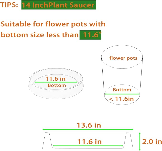 Plant Saucer Tray for Ceramic Plastic Pots, 14 inch Plant Saucers for Indoors - Image 2