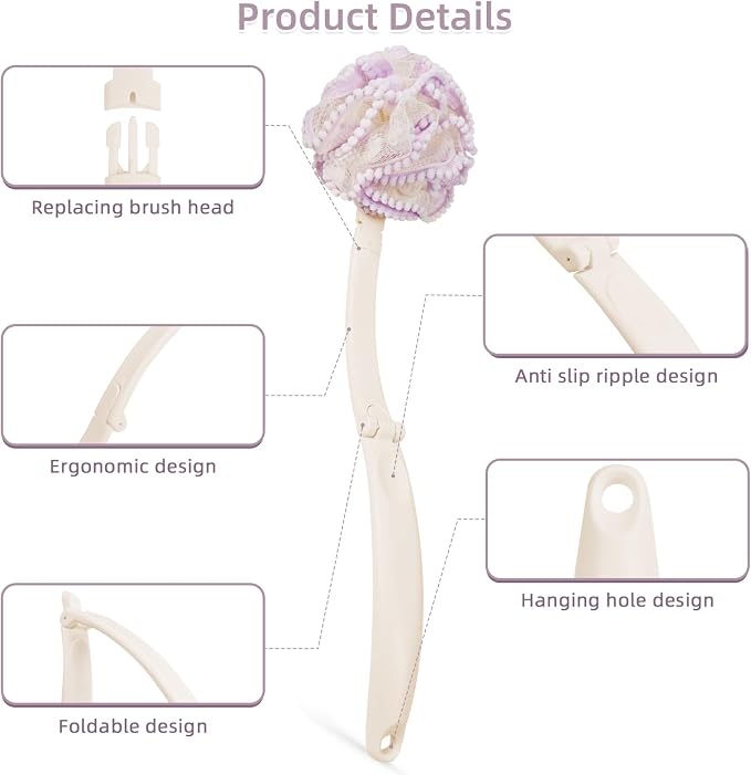 Loofah Sponge with Handle, Back Scrubber Brush - Image 3