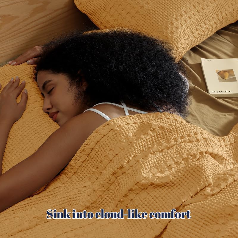 PHF Cotton Waffle Pillow Shams Queen 20" x 30", Pumpkin Orange, No Insert - Image 2