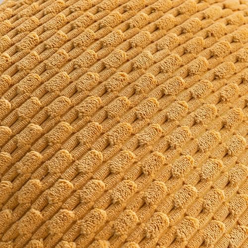 Set of 4 Mustard Yellow Decorative Throw Pillow Covers 18x18 Inch Corduroy - Image 5
