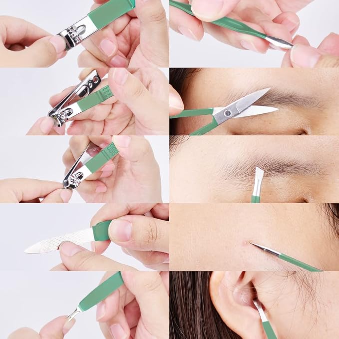 HANTEKAS Manicure Set 10 in 1 Stainless Steel, Nail Clippers Scissors Pedicure - Image 4