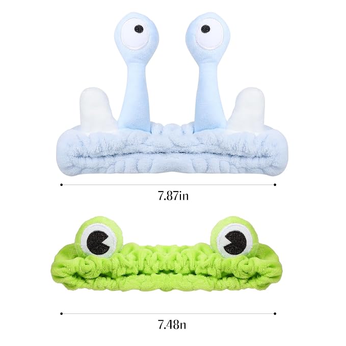 Frog Eye Face Wash Headband Women Snail Spa Hair Band Soft Coral Fleece - Image 7