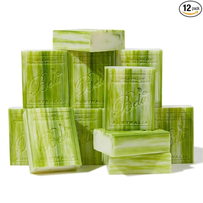 BELA Olive Oil and Cocoa Butter Soap, 3.3 OZ Pack of 12, Long Lasting French by BELAPURENATURALSOAPSANDODORELIMINATINGHOMEFRAGRANCES