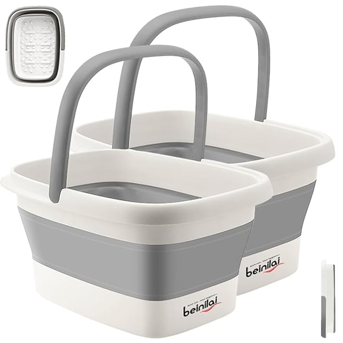 Collapsible Foot Bath Basin for Soaking Feet, Foot Soak Tub, Plastic Foot Bucket by Beinilai