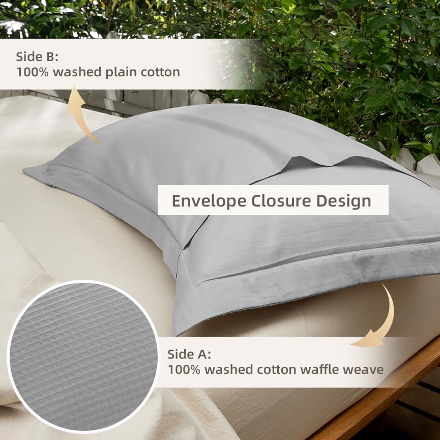 CHUFFED 100% Cotton Waffle Weave Pillowcases 2 Pack Standard, 20x26 Inches - Image 5