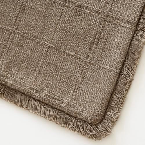 Foindtower Set of 2 Decorative Linen Check Fringe Throw Pillow Covers Farmhouse - Image 3