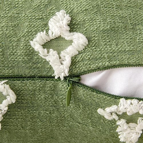 MIULEE Set of 2 Lumbar Sage Green Decorative Throw Pillow Covers Rhombic - Image 2