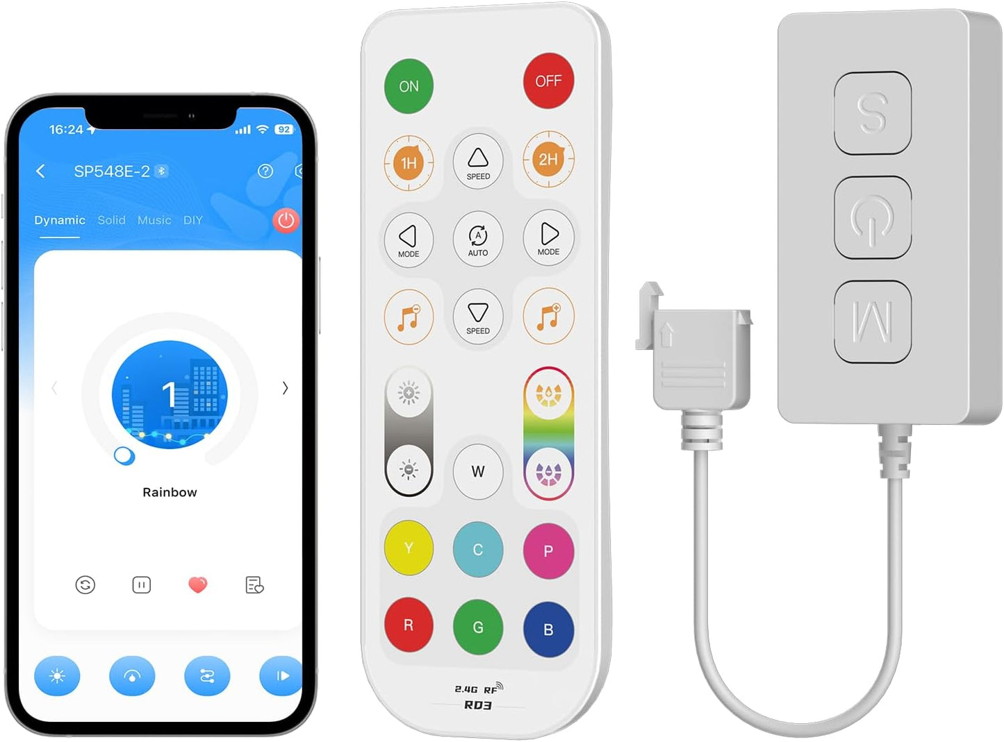 PAUTIX Wi-Fi+Bluetooth Music Pixel LED Smart Controller Kit SP548E,Compatible with Alexa/Google Assistant,App Control RF Remote Control,Addressable Color LED Strip Pixels Light DC5V-24V