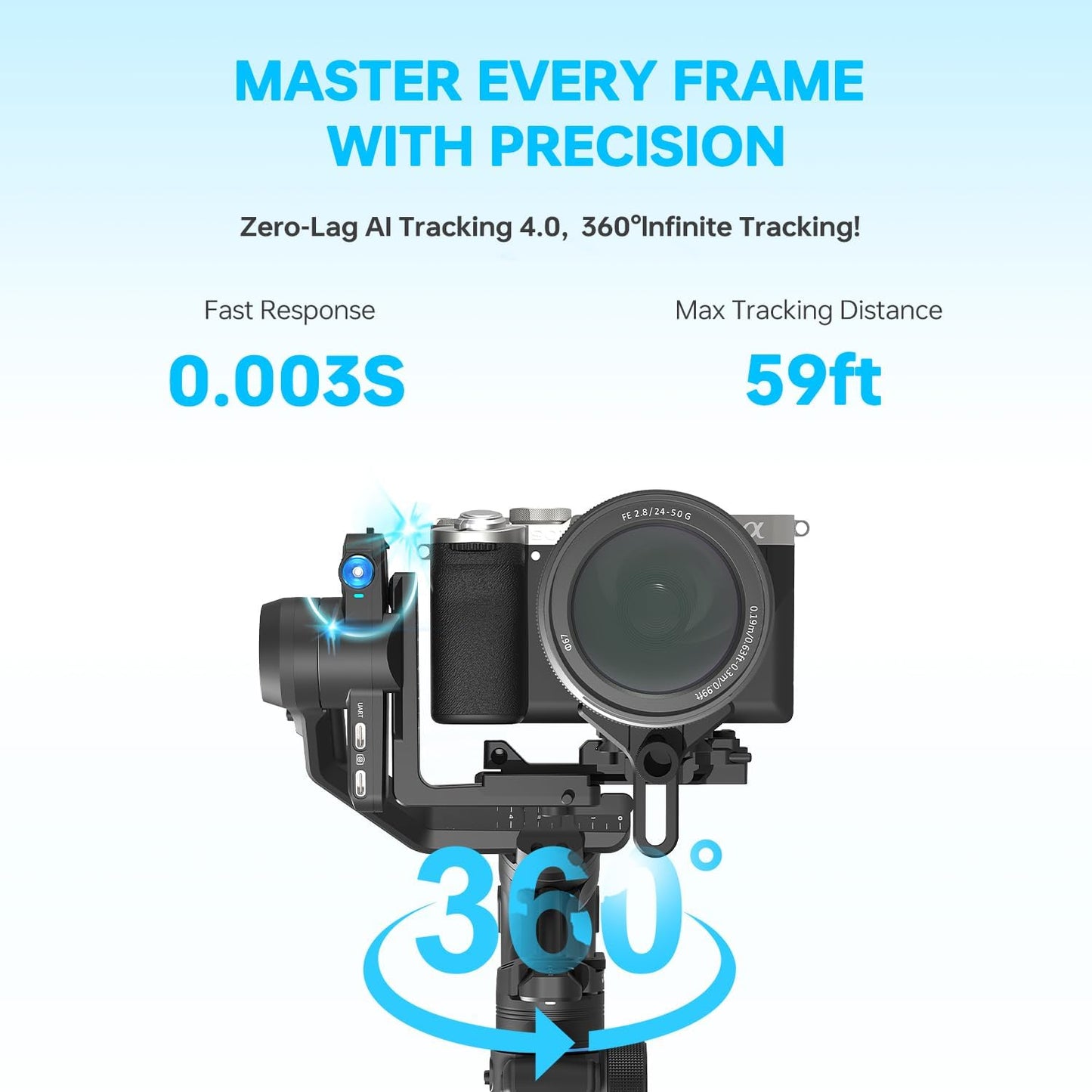 FeiyuTech SCORP Mini 3 Pro [Kit] Camera Gimbal – AI 4.0 Tracking, Detachable Handle [Bag+Fill Light+Extension Pole] 4.4lbs Payload – Gimbal Stabilizer for Mirrorless,Compact,Action Cam & Smartphones