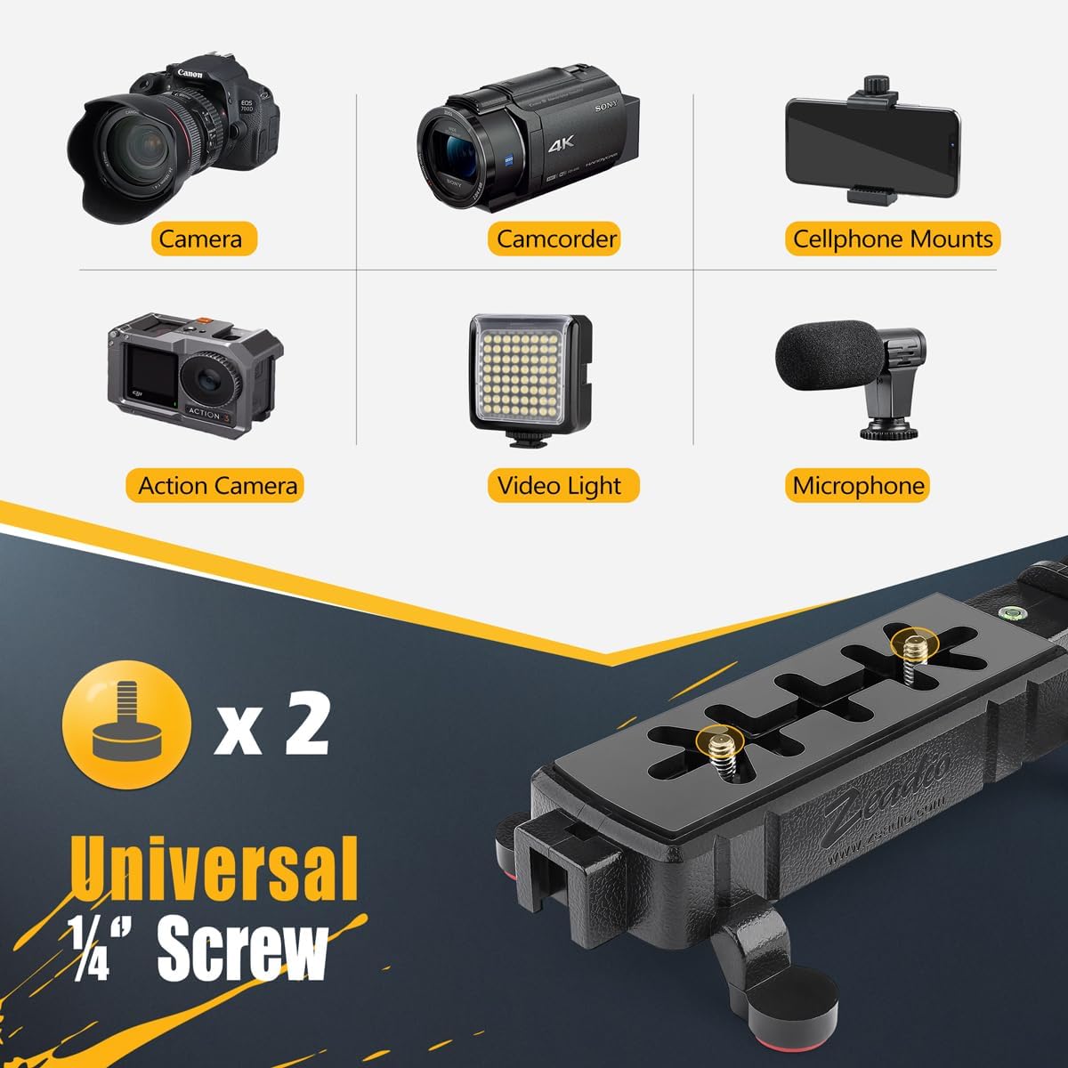 Zeadio Handheld Stabilizer, Versatile Grip Rig with Carrying Case, Compatible with All Smartphones and Action Cameras