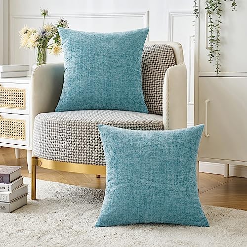 MIULEE Soft Chenille Throw Pillow Covers Smoke Blue 18x18 Inch Pack of 2 - Image 5