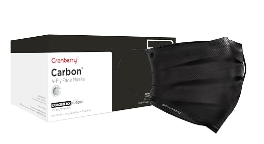Cranberry USA Carbon Black Face Masks, Disposable, Elastic Earloops, Medical & by CranberryUSA