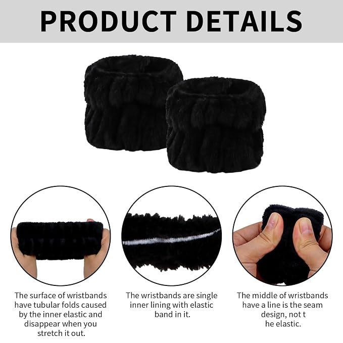 6Pcs Spa Headband and Wrist Washband Set, Skincare Makeup Headband, Sponge Face - Image 6