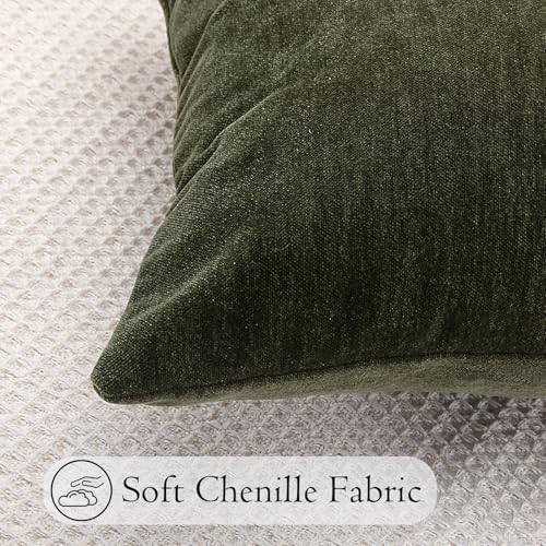 JoraLion Chenille Lumbar Pillow Covers 12X24 inch Moss Green - Image 4