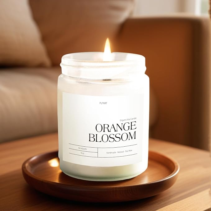 Orange Blossom Candles for Home Scented, Natural Soy Wax Aromatherapy Non Toxic - Image 5