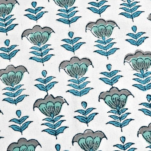 Ridhi Block Print Aquamarine Blue Throw Pillow Cover 18" x 18" Decorative - Image 6