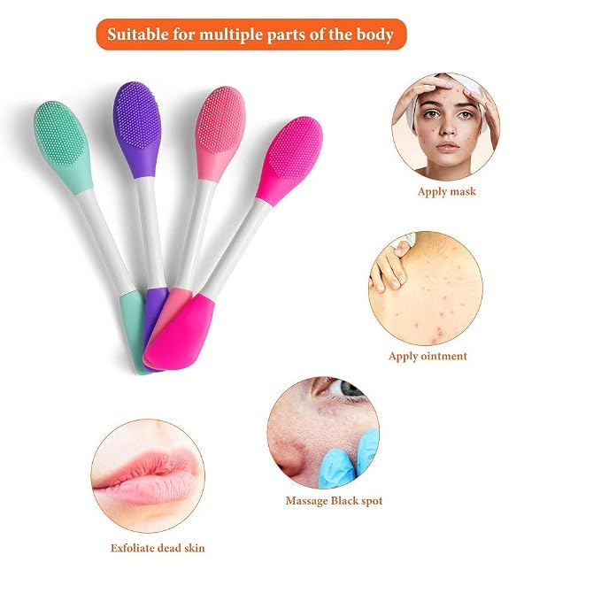 Silicone Brushes, Double-Ended Silicone Face Mask Brush, Facial Cleansing Brush - Image 4