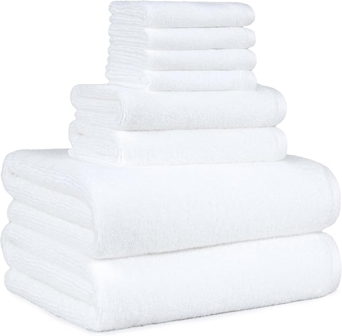 Amazon Basics 100% Cotton Soft Quick-Dry 8-Piece Towel Set, Bath Towels by AmazonBasics