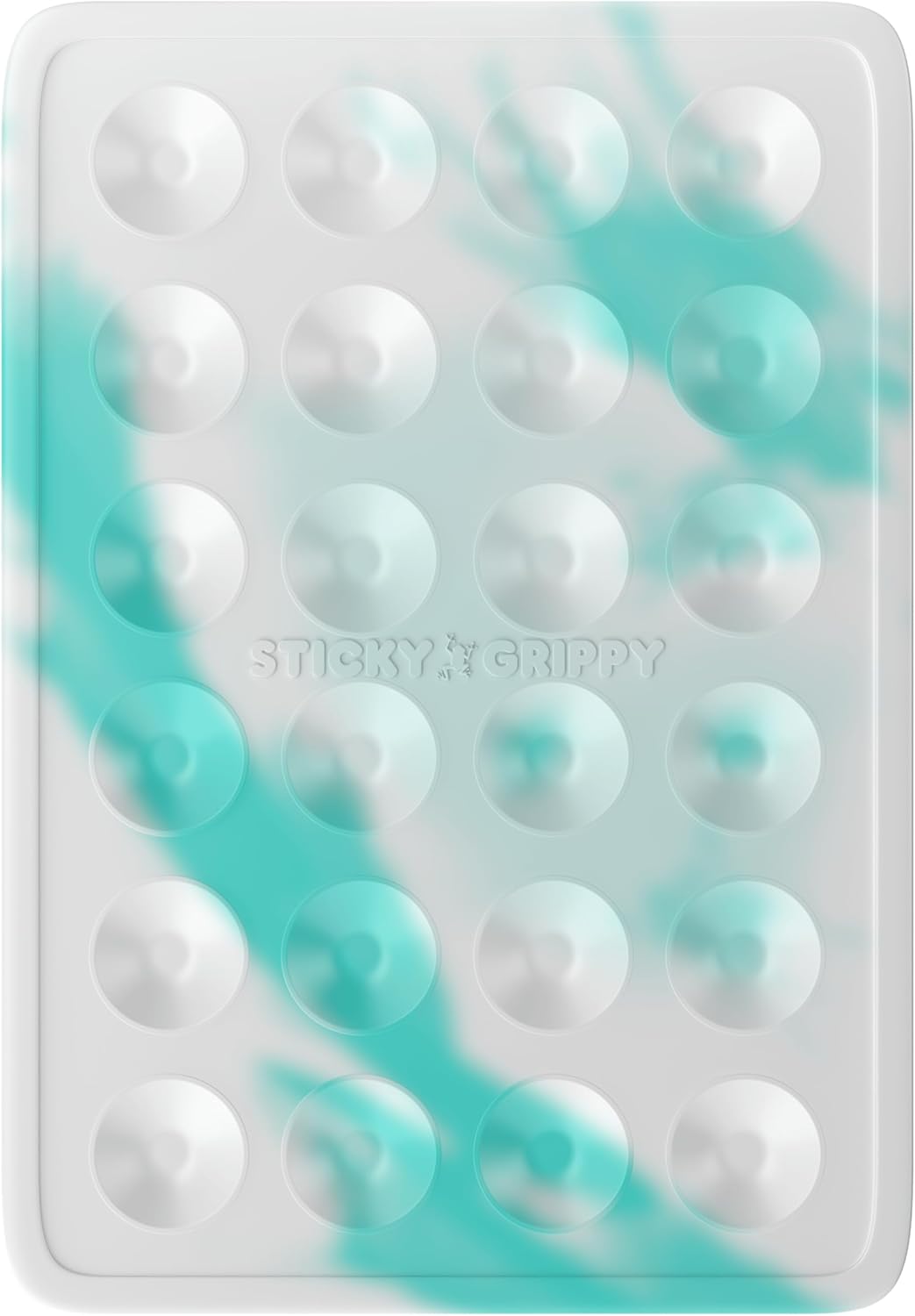 Suction Phone Case Mount, Sillicon Adhesive Phone Accessory for iPhone and Android, Hands-Free Fidget Toy Mirror Shower Phone Holder, Tiktok Videos and Selfies (Cyan/White Swirl)