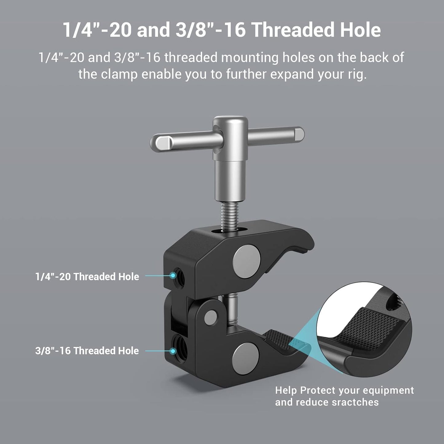 SMALLRIG Super Clamp w/ 1/4" and 3/8" Thread and 5.8 Inches Adjustable Friction Power Articulating Magic Arm with 1/4" Thread Screw for LCD Monitor/LED Lights - KBUM2730