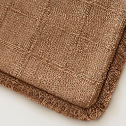 Foindtower Set of 2 Decorative Linen Check Fringe Throw Pillow Covers Farmhouse - Image 3