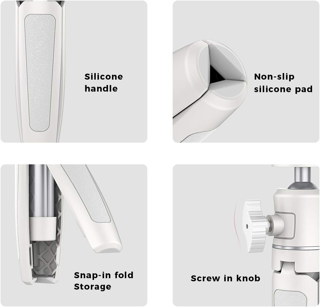 ULANZI Extension Pole Tripod, Mini Selfie Stick Tripod Stand Handle Grip for iPhone 13 Pro Max Samsung OnePlus Google Smartphone Canon G7X Mark III Sony RX100 VII A6400 Cameras Vlogging (Off-White)