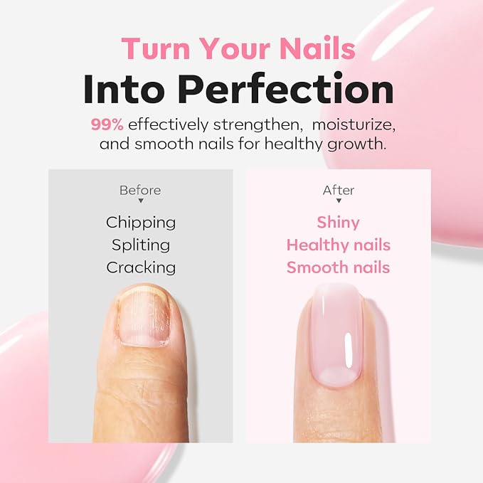 modelones Nail Strengthener Jelly Pink Purple Nail Polish Nail Repair - Image 3
