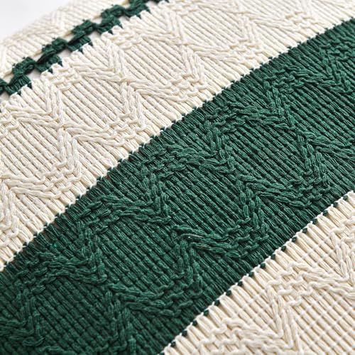 Fancy Homi Set of 2 Dark Green Boho Decorative Throw Pillow Covers 18x18 Inch - Image 4