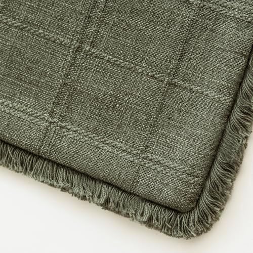 Foindtower Set of 2 Decorative Linen Check Fringe Throw Pillow Covers Farmhouse - Image 3