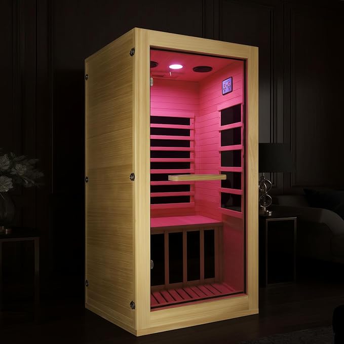 OUTEXER Infrared Sauna Room Indoor Saunas Home Obeche Wood 900W Low-EMF Dry - Image 8