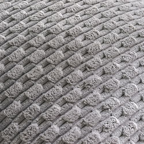 Set of 4 Grey Decorative Throw Pillow Covers 20x20 Inch Corduroy Pillow Covers - Image 5
