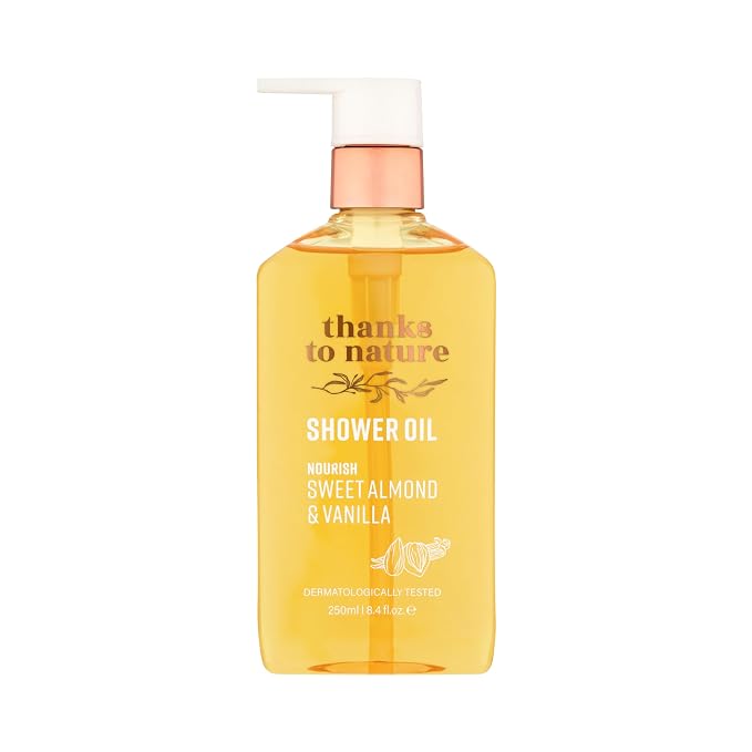 Shower Oil for Women with Sweet Almond and Vanilla, Luxe Oil Body Wash That by ThanksToNature