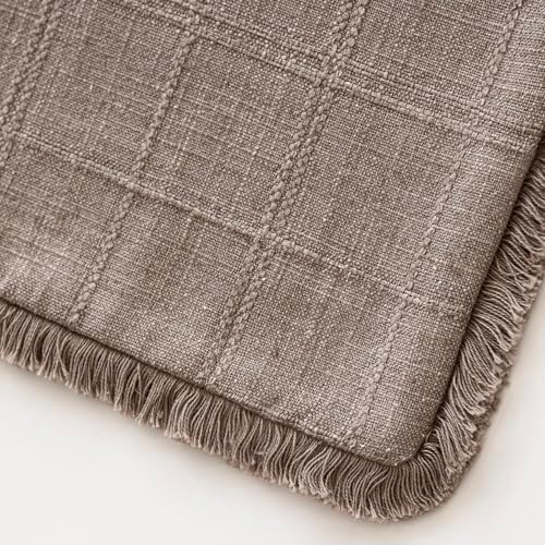 Foindtower Set of 2 Decorative Linen Check Fringe Throw Pillow Covers Farmhouse - Image 3
