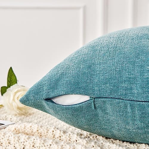 GAWAMAY Smoke Blue Chenille Throw Pillow Covers 26x26 Set of 2 - Image 6
