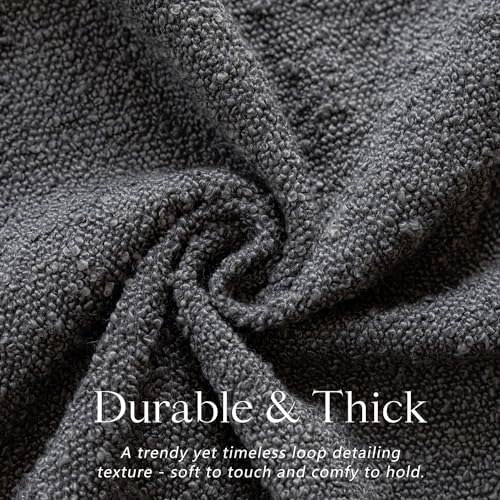 Foindtower Decorative Textured Boucle Throw Pillow Covers 16x16 Dark Grey - Image 2
