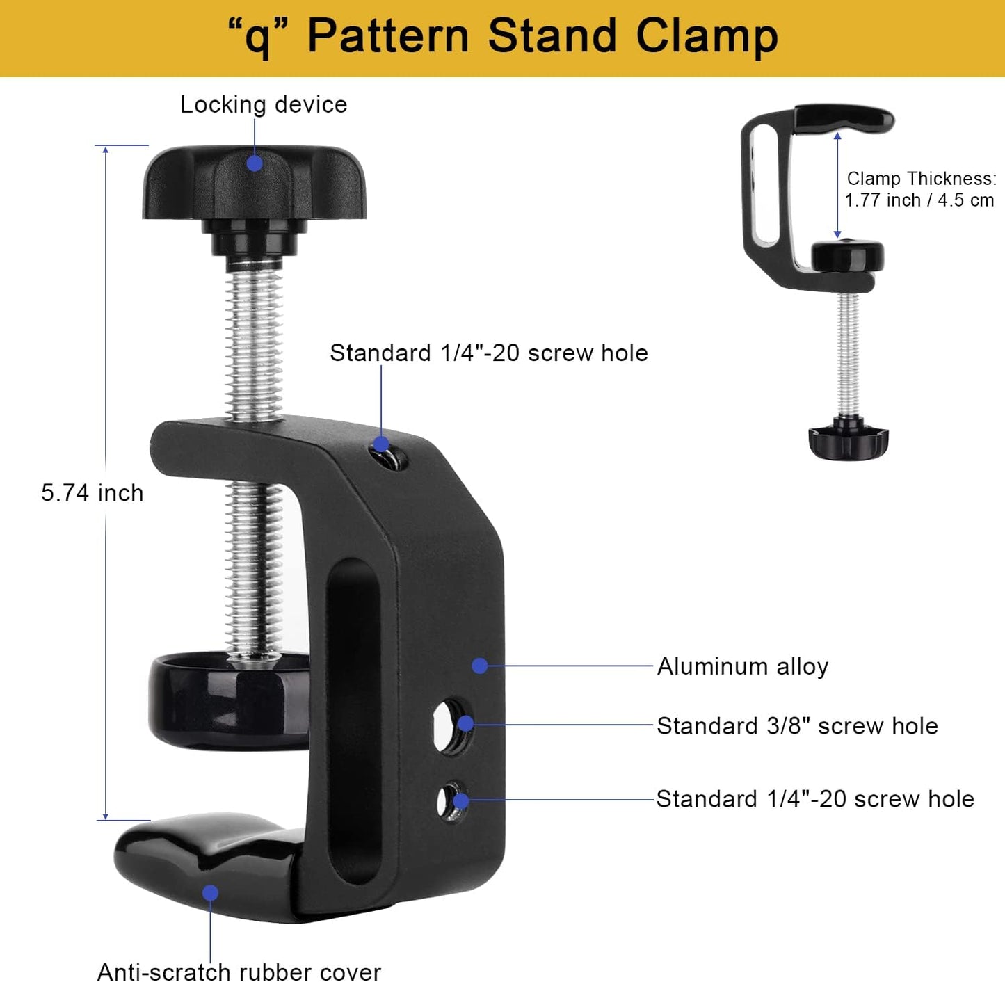 iPhone Mount for Desk/Table/Rod/Kitchen Cabinet,360°Adjustable Aluminum Alloy Phone Stand,Clip Holder Compatible with 3.5~7.5" iPhone/Nexus/HTC/Huawei/Smartphone