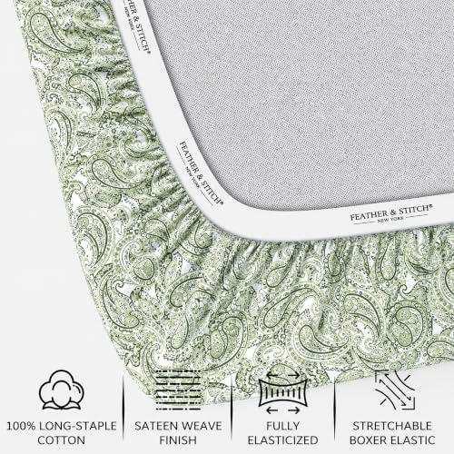 Feather & Stitch 100% Cotton Sateen 500 TC Cal King Size Bed Sheet Set - Image 3