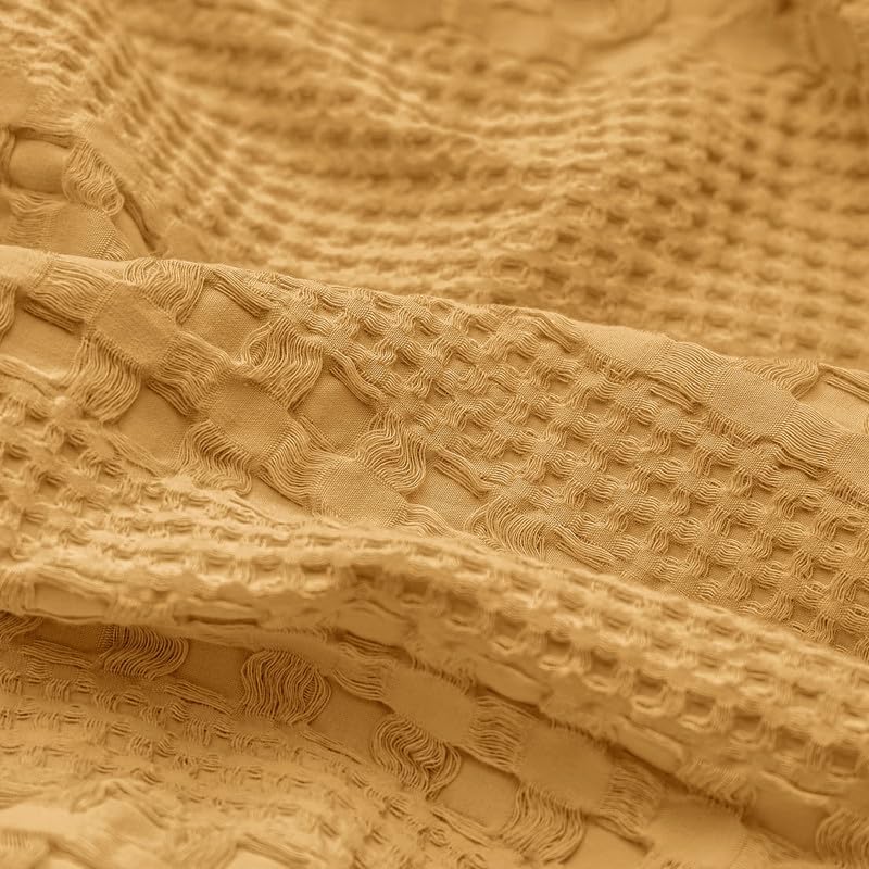 PHF Cotton Waffle Pillow Shams King Size 20"x36", Pumpkin Orange, No Insert - Image 5
