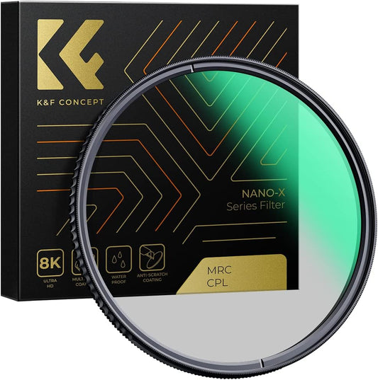 K&F CONCEPT 62mm Circular Polarizer Filter, Multi-Layer Coated, Super Slim, High Definition, Nano-X Series