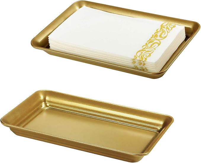 Vintage Farmhouse Decor Metal Vanity Tray, Countertop Guest Hand Towel Storage by SheeChung