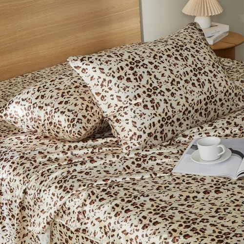 Terrazzo Leopard Print Pillow Cases, Standard Cheetah Satin Pillowcase - Image 3
