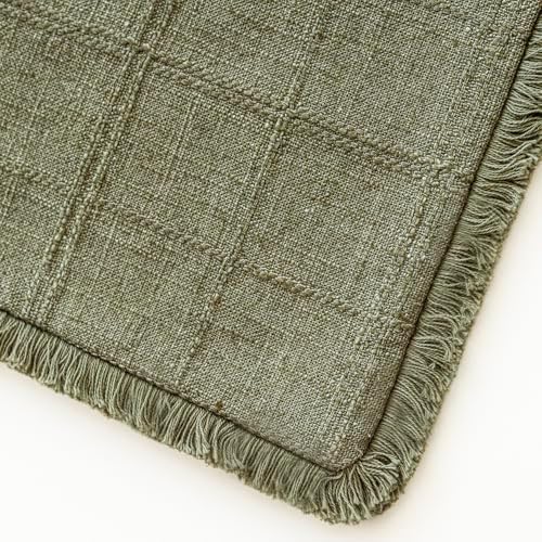 Foindtower Set of 2 Decorative Linen Check Fringe Throw Pillow Covers Farmhouse - Image 3