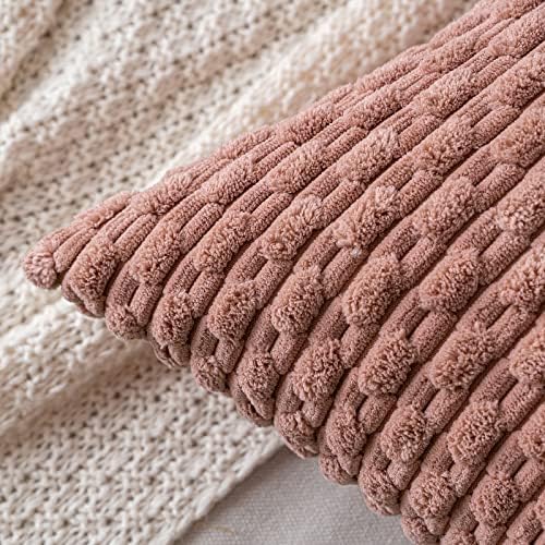 MIULEE Decorative Throw Pillow Covers 18x18 Blush Pink Textured Corduroy - Image 2