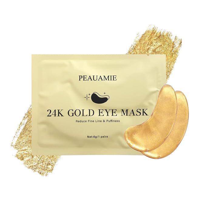 PEAUAMIE Under Eye Patchs 24k Gold Eye Mask and Hyaluronic Acid and Rose - Image 8
