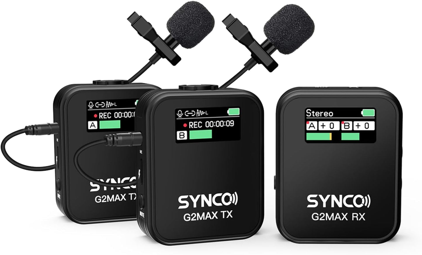 SYNCO Wireless Lavalier Microphone, G2(A2) MAX 2.4G Dual Transmitter 24 Hours Recording 656FT 8H for Online Class Vlog Stream YouTube for DSLR Phone Laptop, Professional-Lapel-Mics-for-Cameras