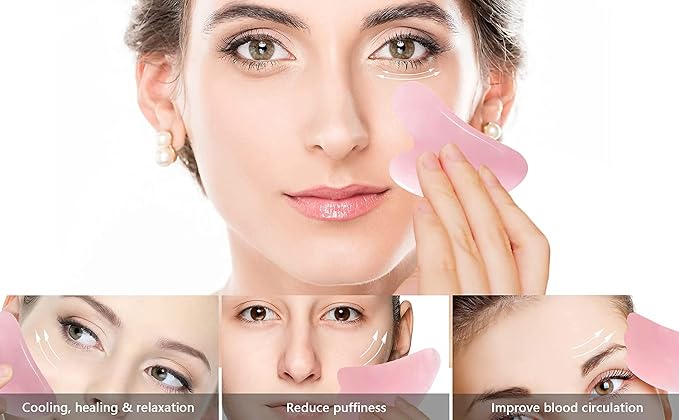 Mina Heal Rose Quartz Gua Sha Facial Massage Stone Excellent Skincare Tool - Image 4