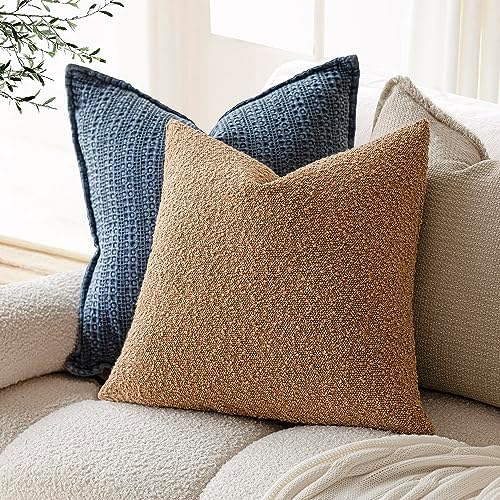 Foindtower Decorative Textured Boucle Throw Pillow Cover 26x26 Rust Tobacco - Image 5
