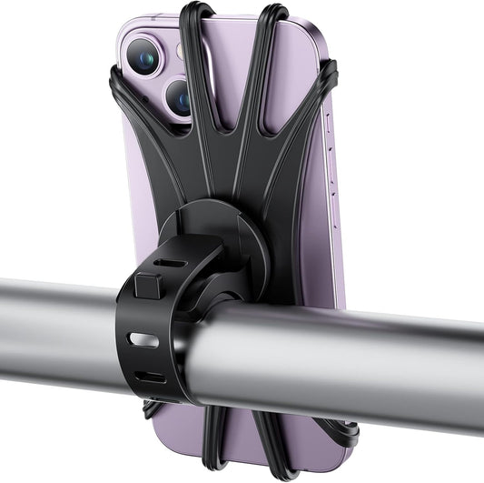 VUP Bike Phone Mount, Universal Bike Cell Phone Holder, 360° Rotatable, Silicone Bicycle Phone Mount Compatible with iPhone 15/14/13/Pro Max/Pro/mini/12/11/Xs/Max/Xr/X/7/8/Plus, 4.0''~6.7'' Cellphones